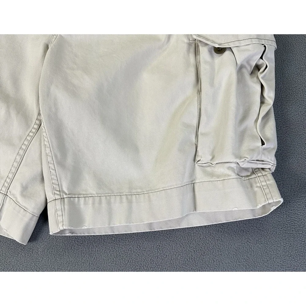 Polo Ralph Lauren‎ Cargo Shorts Mens 36 Light Beige Baggy Distressed Logo Y2K